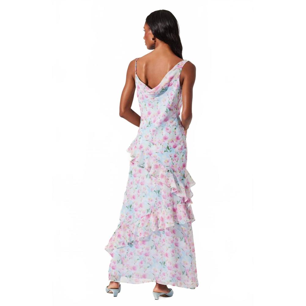 NEW ASTR levina asymmetric floral ruffle dress in blue floral - Picture 4 of 5
